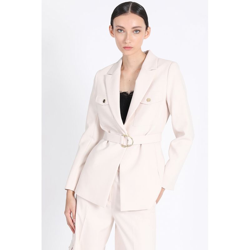 LIOLA - Chaqueta Larga Cargo Con Cinturon, Crudo Liola