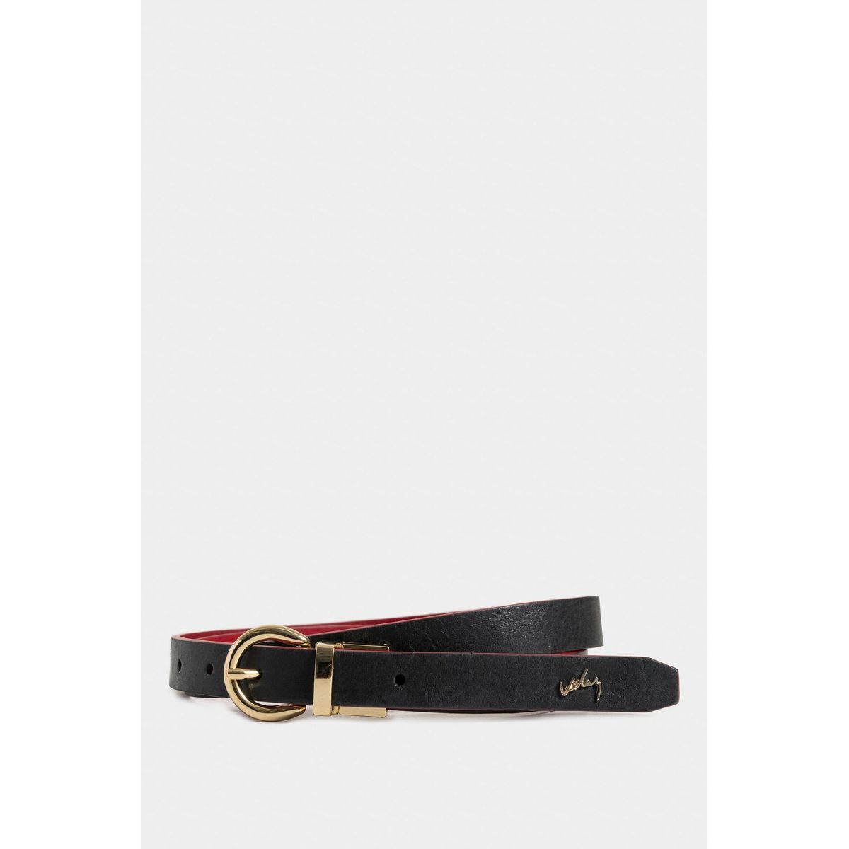 VELEZ - Vélez Cinturón Doble Faz Rea 2.0 Cuero Liso Mujer Puntera Hexagonal Negro