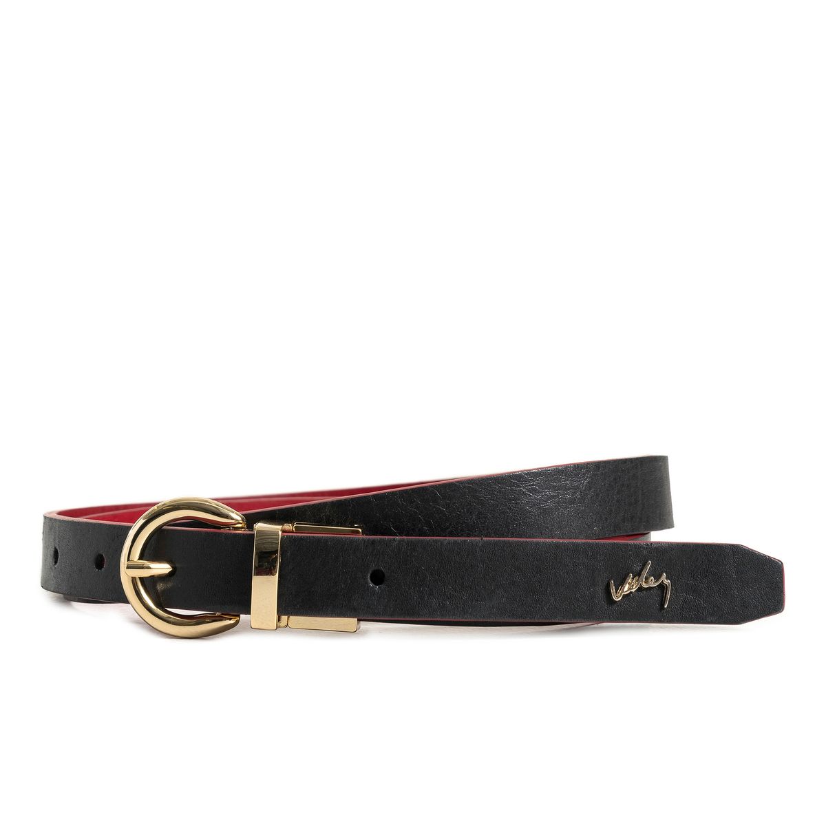 VELEZ - Vélez Cinturón Doble Faz Rea 2.0 Cuero Liso Mujer Puntera Hexagonal Negro