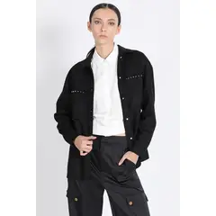 LIOLA - Sobrecamisa Efecto Gamuza Con Remaches, Negro
