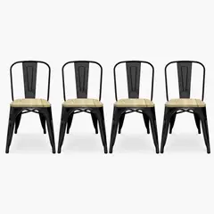 GENERICO - Silla Tolix asiento de madera 4 unids