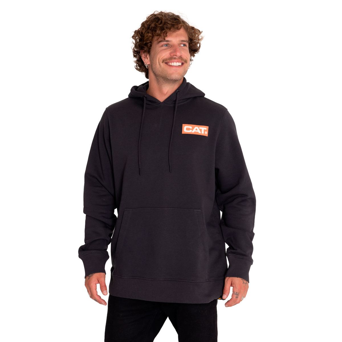 CAT - Poleron Casual Hombre Graphic Pullover Hoodie Negro CAT