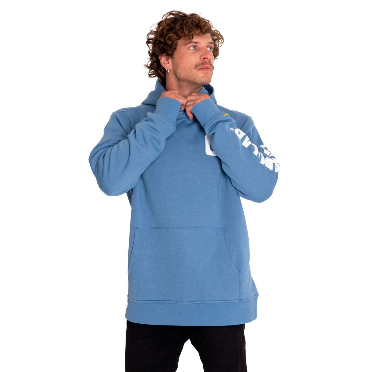 CAT - Polerón Hombre Fleece Logo Pullover Hoodie Azul CAT