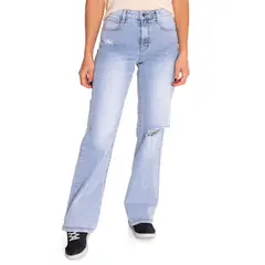CAT - Jeans Wide Leg Mujer Triblend Stretch Denim Celeste
