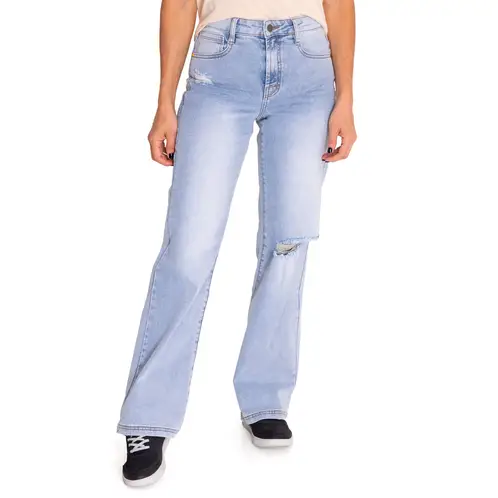 CAT - Jeans Wide Leg Mujer Triblend Stretch Denim Celeste