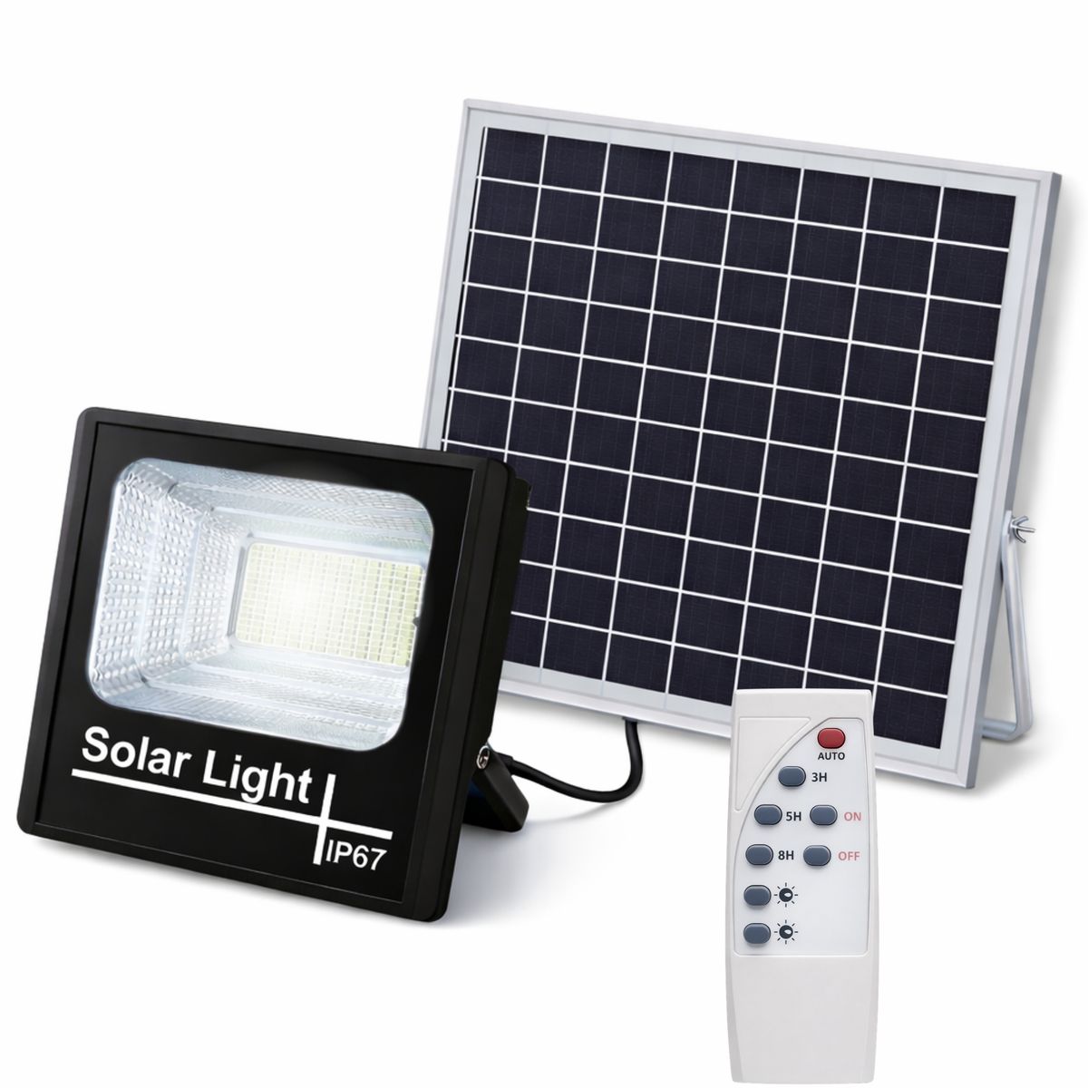 DBLUE - Foco Solar Exterior 500W IP67 con Panel HD + Control Remoto