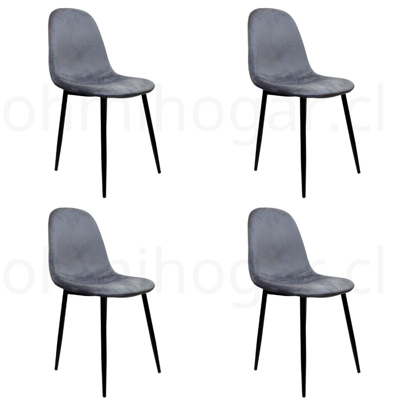 OH MI HOGAR - Pack 4 Sillas Eames VelVet PN Gris