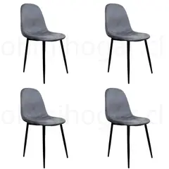 OH MI HOGAR - Pack 4 Sillas Eames VelVet PN Gris