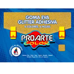 PROARTE - Sticker Autoadhesivo Goma Eva Brillo Colores 20x30cm 6pcs