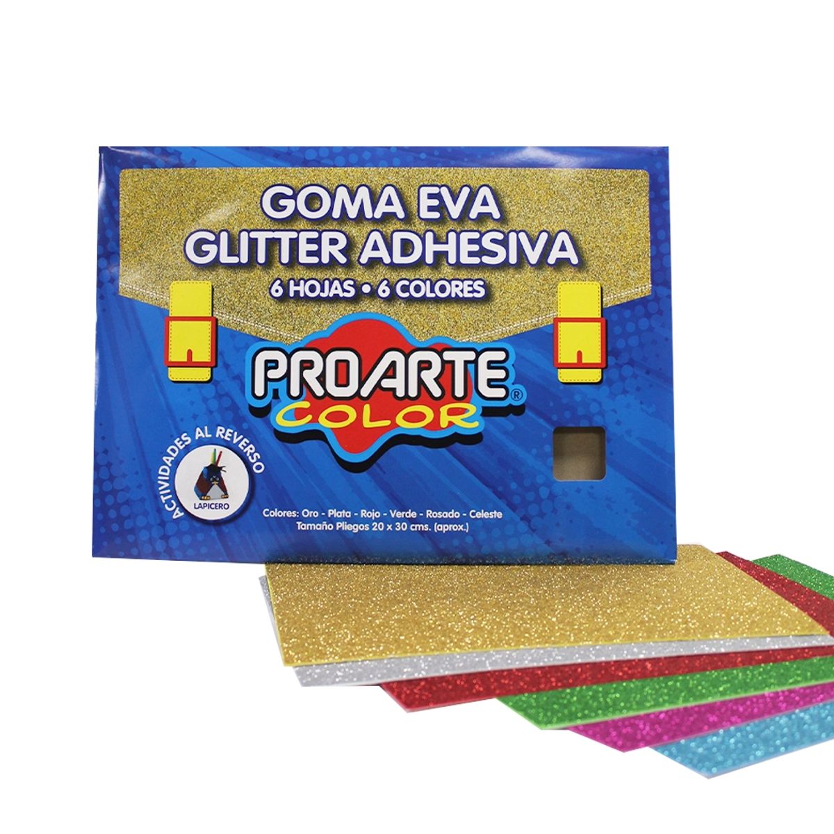 PROARTE - Sticker Autoadhesivo Goma Eva Brillo Colores 20x30cm 6pcs