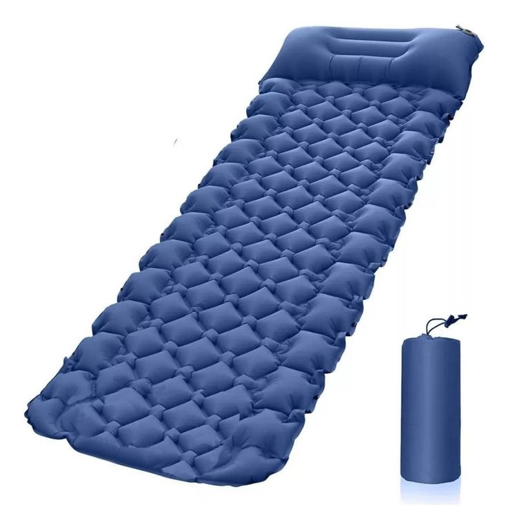 Colchon Inflable Plegable Para Camping Outdoor - Azul