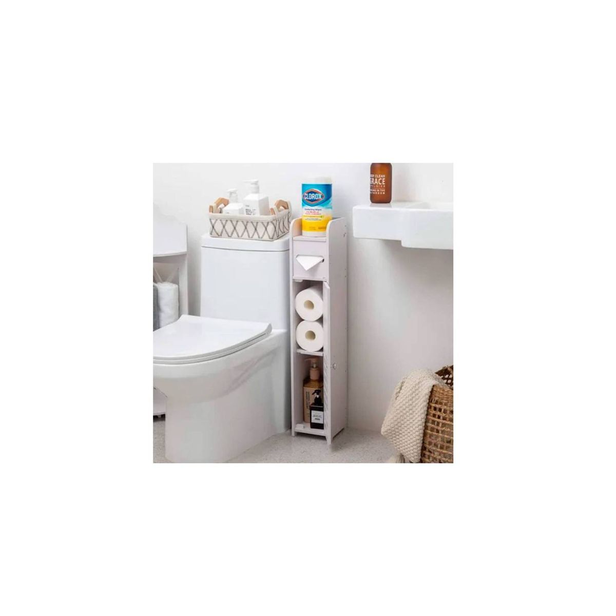 GENERICO - Estante De Baño Organizador Blanco 15x16x80cm