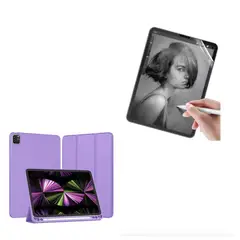 GENERICO - Funda Con Lamina Sensación de Papel Compatible Con iPad 12.9 Lila