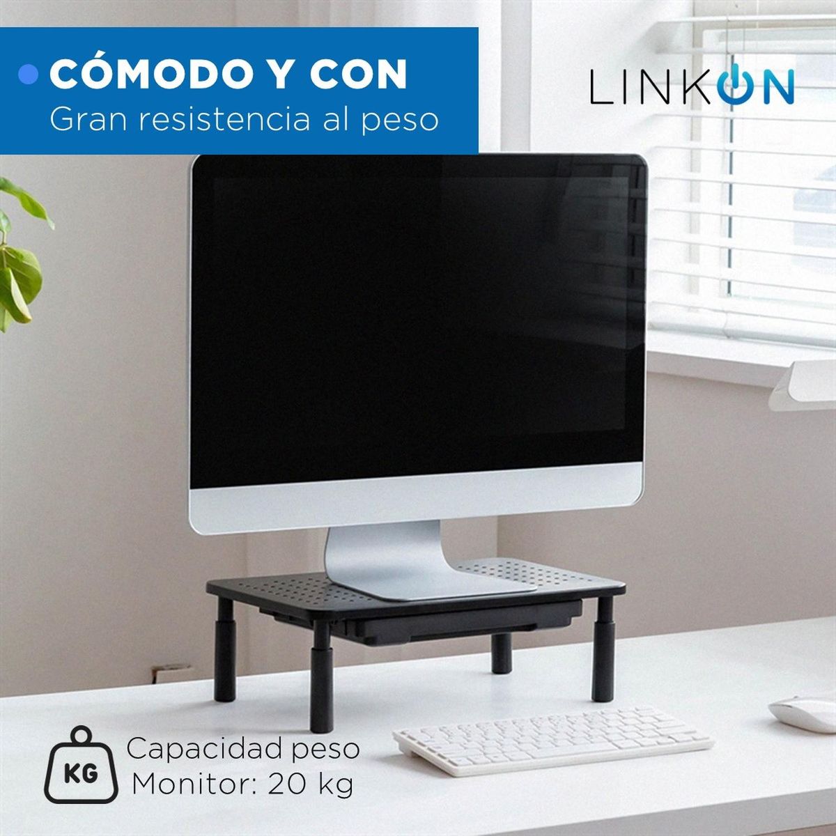 LINKON - Base Soporte Monitor Organizador Escritorio Linkon Ajustable