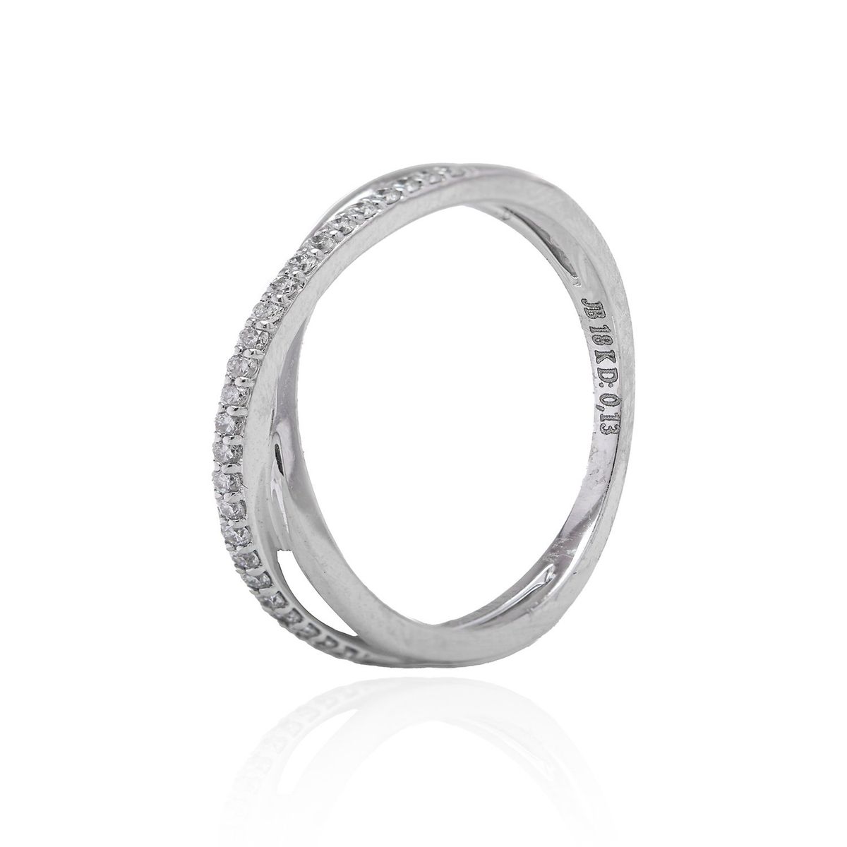 JB JOYAS BARON - Anillo Oro Blanco 18kt Diamantes Entrelazados 13 Pts