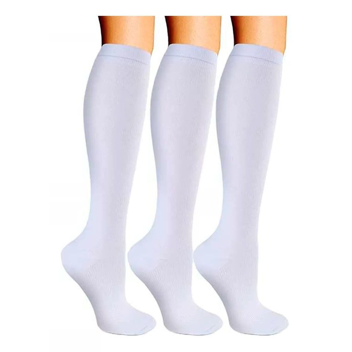 GENERICO - Calcetines Pack 3 U Compresión Anti-varices BlancoTalla L-XL