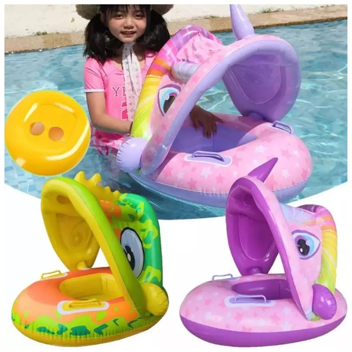 GENERICO - Flotador Inflable De Piscina Para Bebe Con Toldo Niño