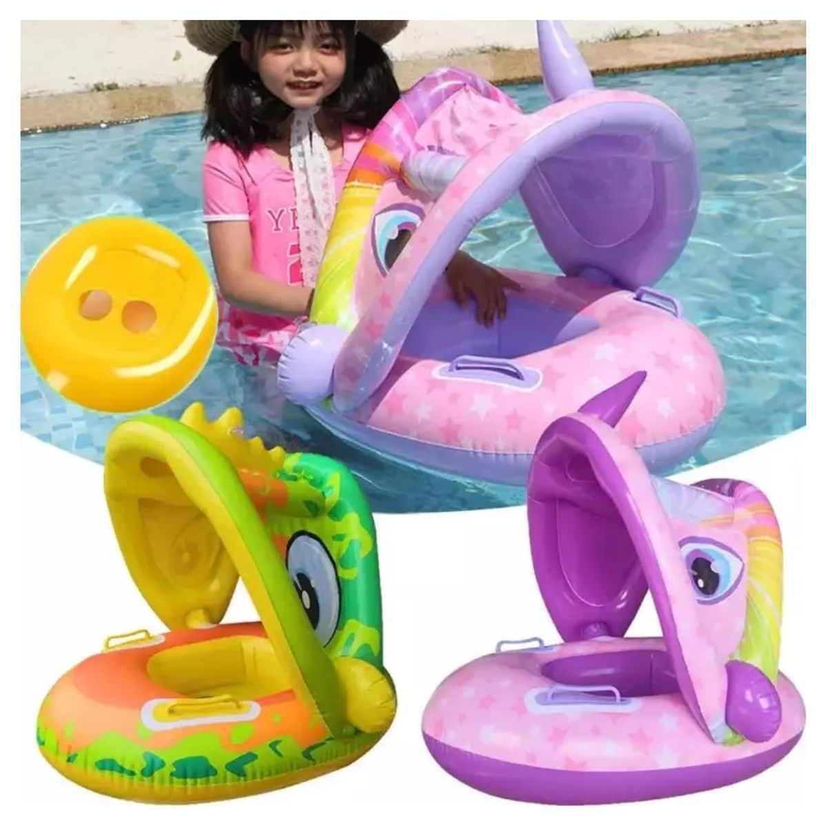 GENERICO - Flotador Inflable De Piscina Para Bebe Con Toldo Niño
