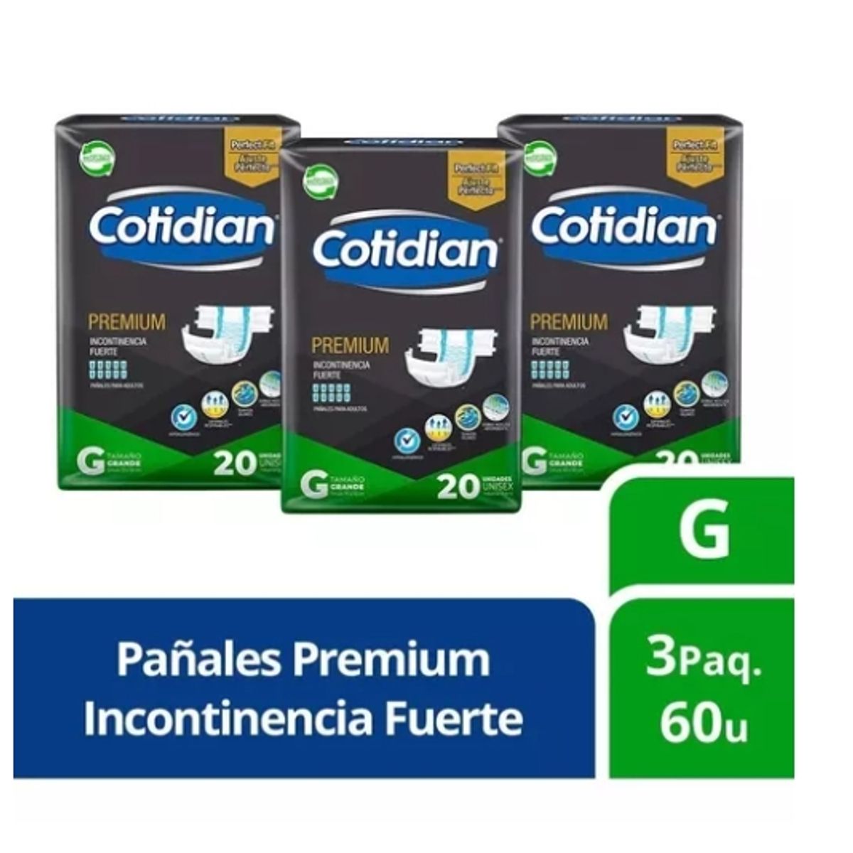 COTIDIAN - 3 Paquetes Pañales De Adulto Cotidian Premium 60 Un Talla G.