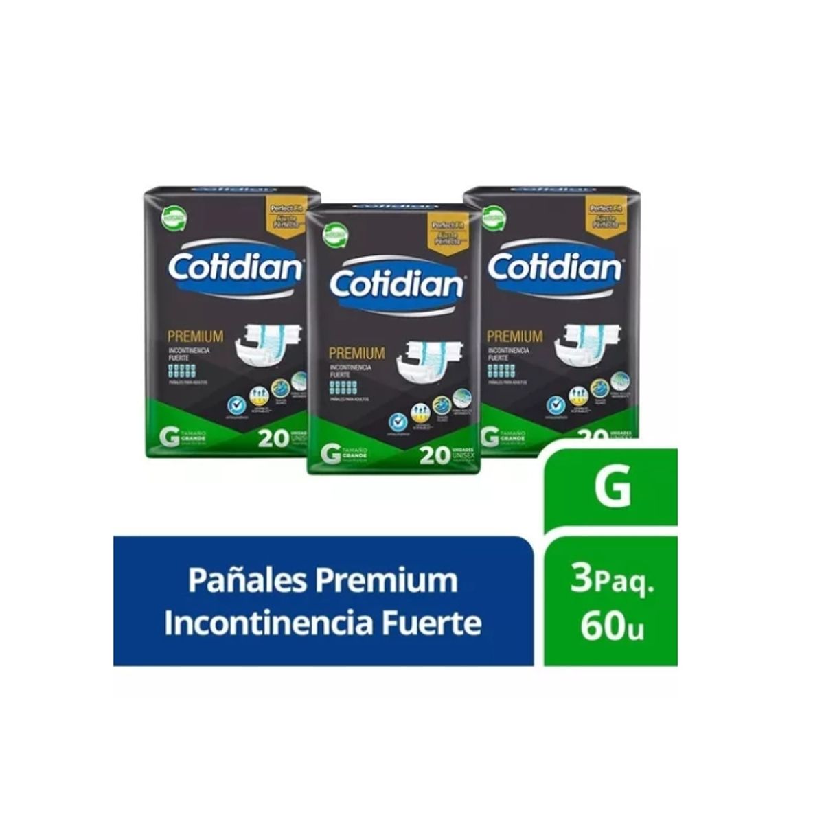 COTIDIAN - 3 Paquetes Pañales De Adulto Cotidian Premium 60 Un Talla G.