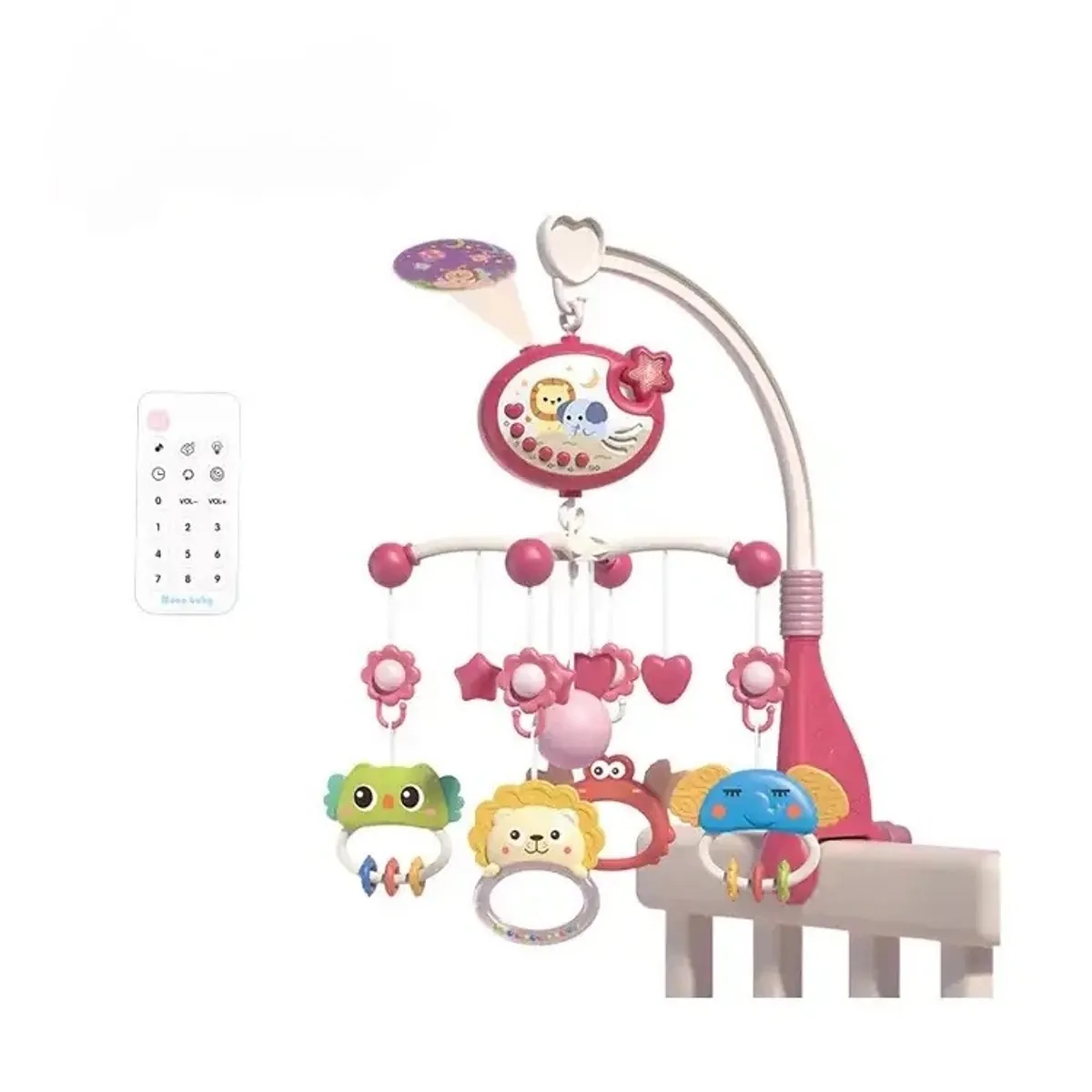 ACTUAL - Móvil De Cuna Rosado 360 Con Proyector Para Bebés Giratorio