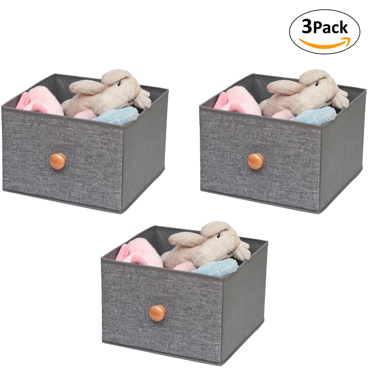 CARRY ALL - Pack 3 Cajas Cubo Organizador Plegable Tela Closet Ropa