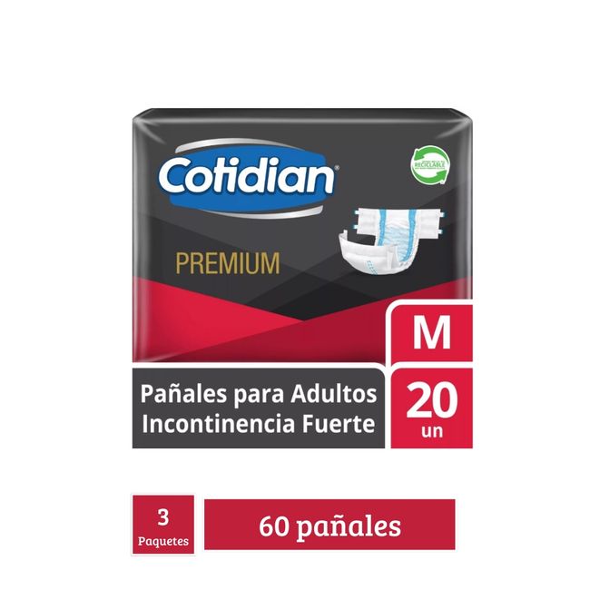 COTIDIAN - 3 Paquetes Pañales De Adulto Cotidian Premium 60 Un Talla M.