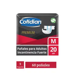 COTIDIAN - 3 Paquetes Pañales De Adulto Premium 60 Un Talla M.