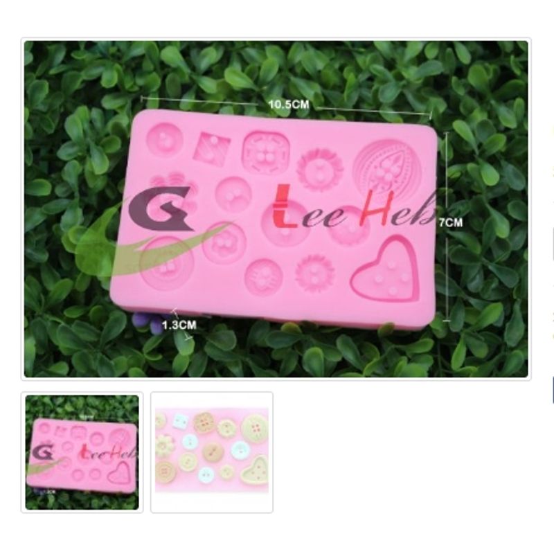 GENERICO - Molde Para Fondant Silicona Forma Botones-Corazon