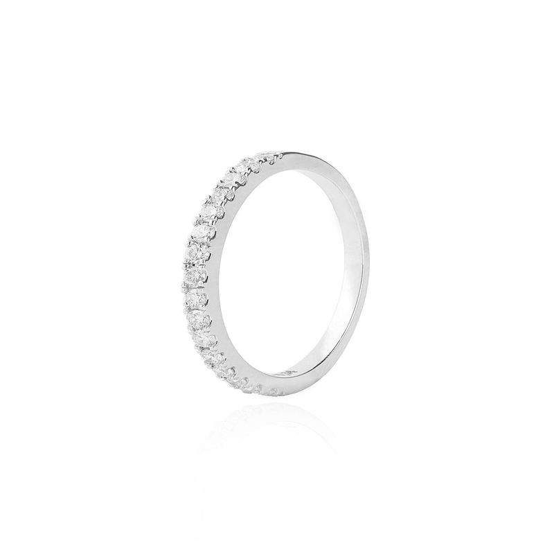 JB JOYAS BARON - Anillo Oro Blanco 18kt Riel con Diamantes de 34 Pts