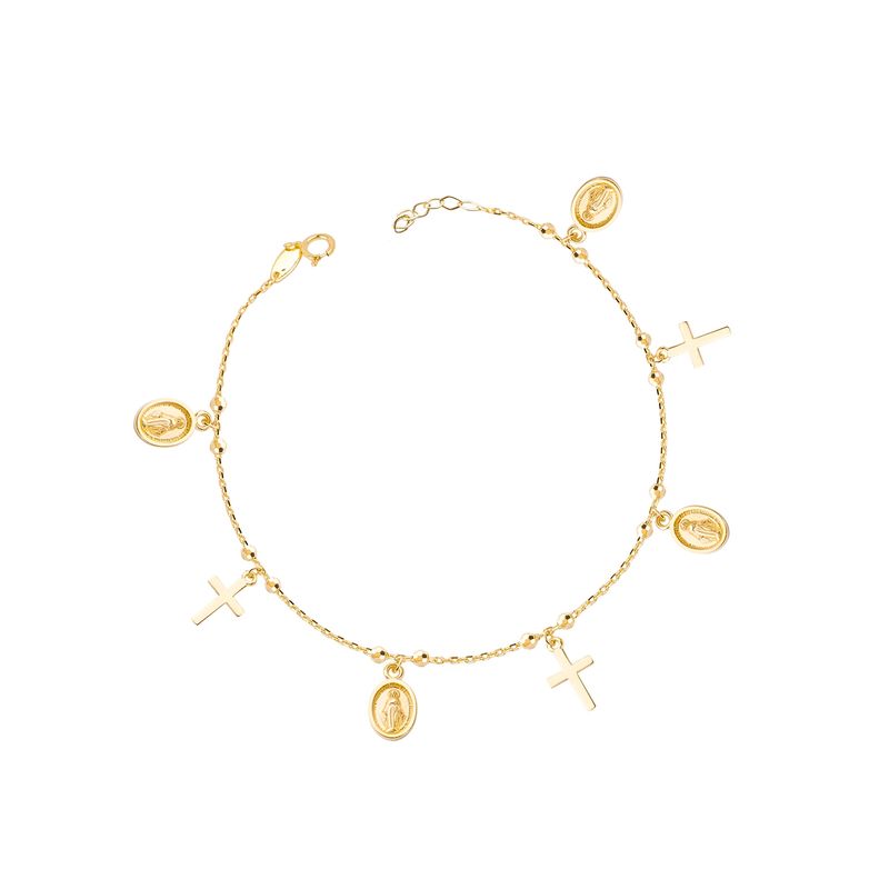 JB JOYAS BARON - Pulseras de Oro 18kt Modelo Virgen, y Cruz Colgantes