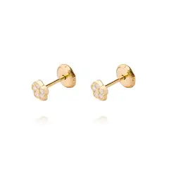 JB JOYAS BARON - Aros de Oro 9kt Flor Brillante con Circon