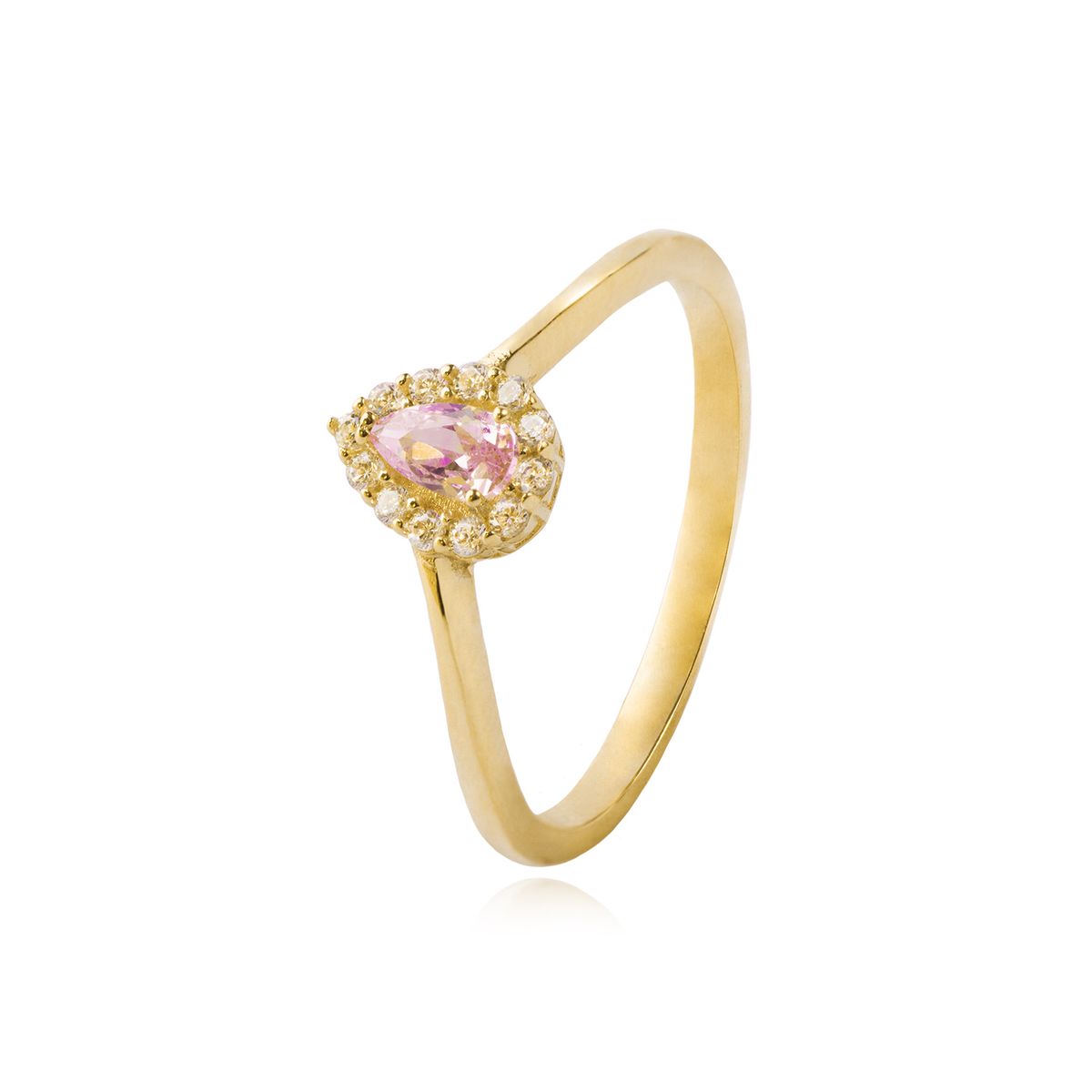 JB JOYAS BARON - Anillo Compromiso de Oro 18kt Modelo Gota Rosa de Francia & Circón