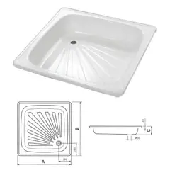 TAUMM - Receptáculo De Ducha Acero Esmaltado De 70x70 Cm