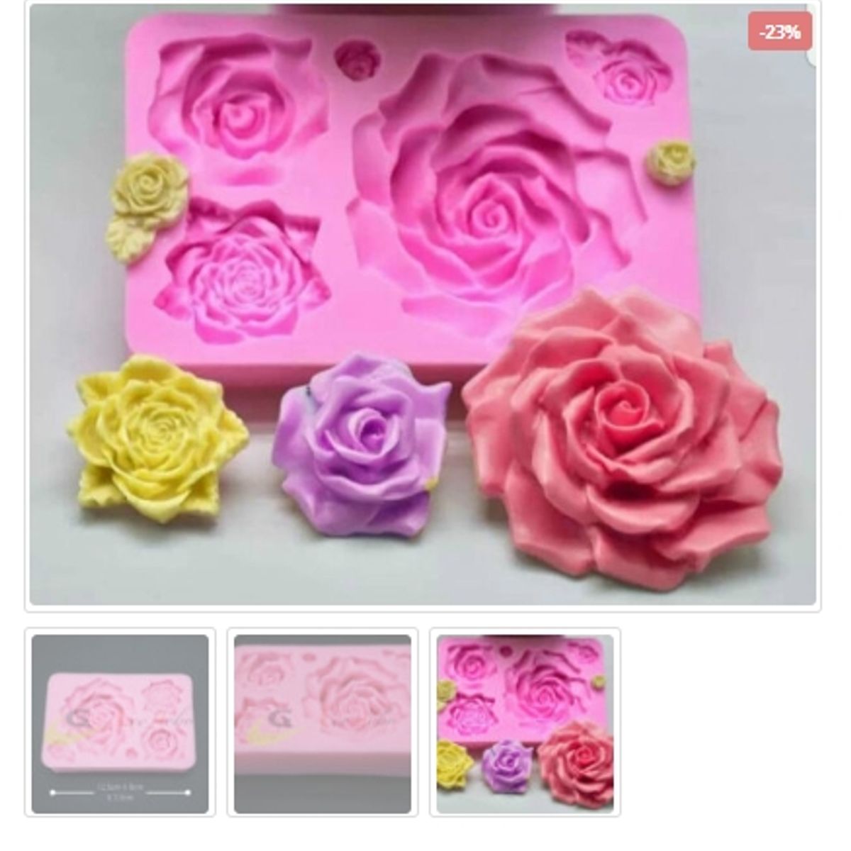GENERICO - Molde Para Fondant Silicona Forma Rosas-Flores