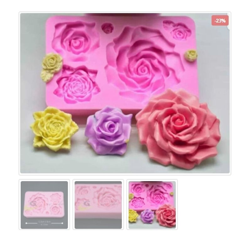 GENERICO - Molde Para Fondant Silicona Forma Rosas-Flores