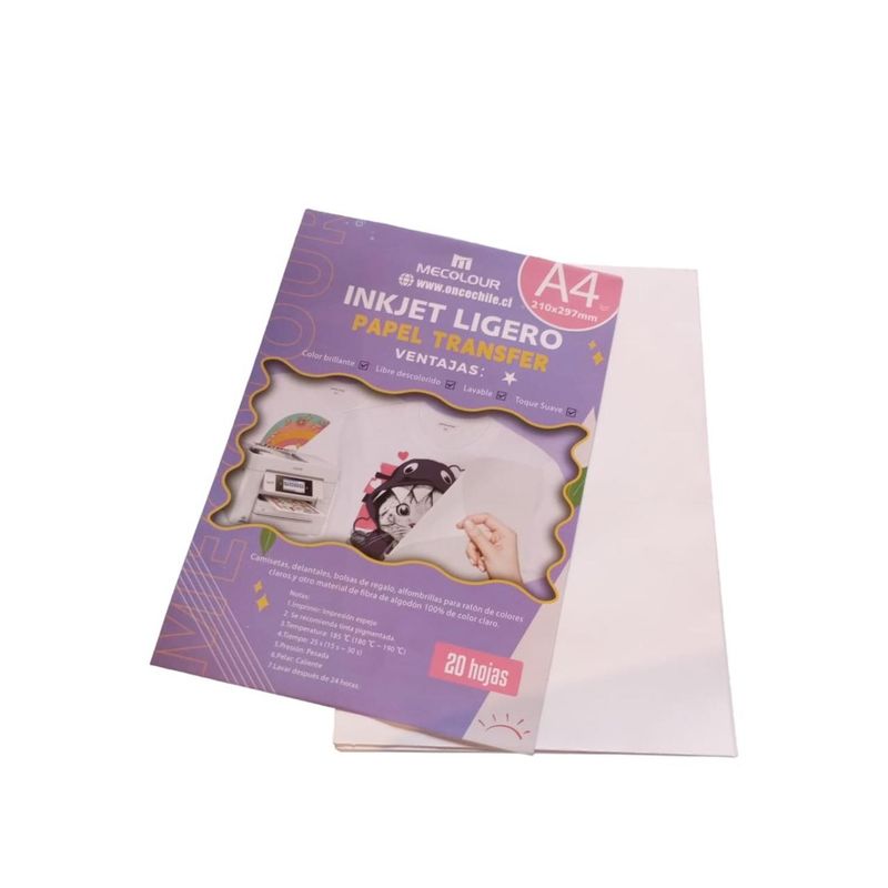 GENERICO - Papel hojas transfer para telas claras A4 20 hojas