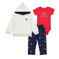 TEDMIMAK - Conjunto Bebe Niña Pack 3 Piezas Manga Corta Buho