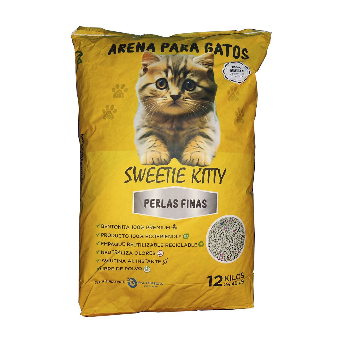 Arena sanitaria para gatos 12Kg Perlas finas Sweetie Kitty, marca GENERICO - Foto Principal