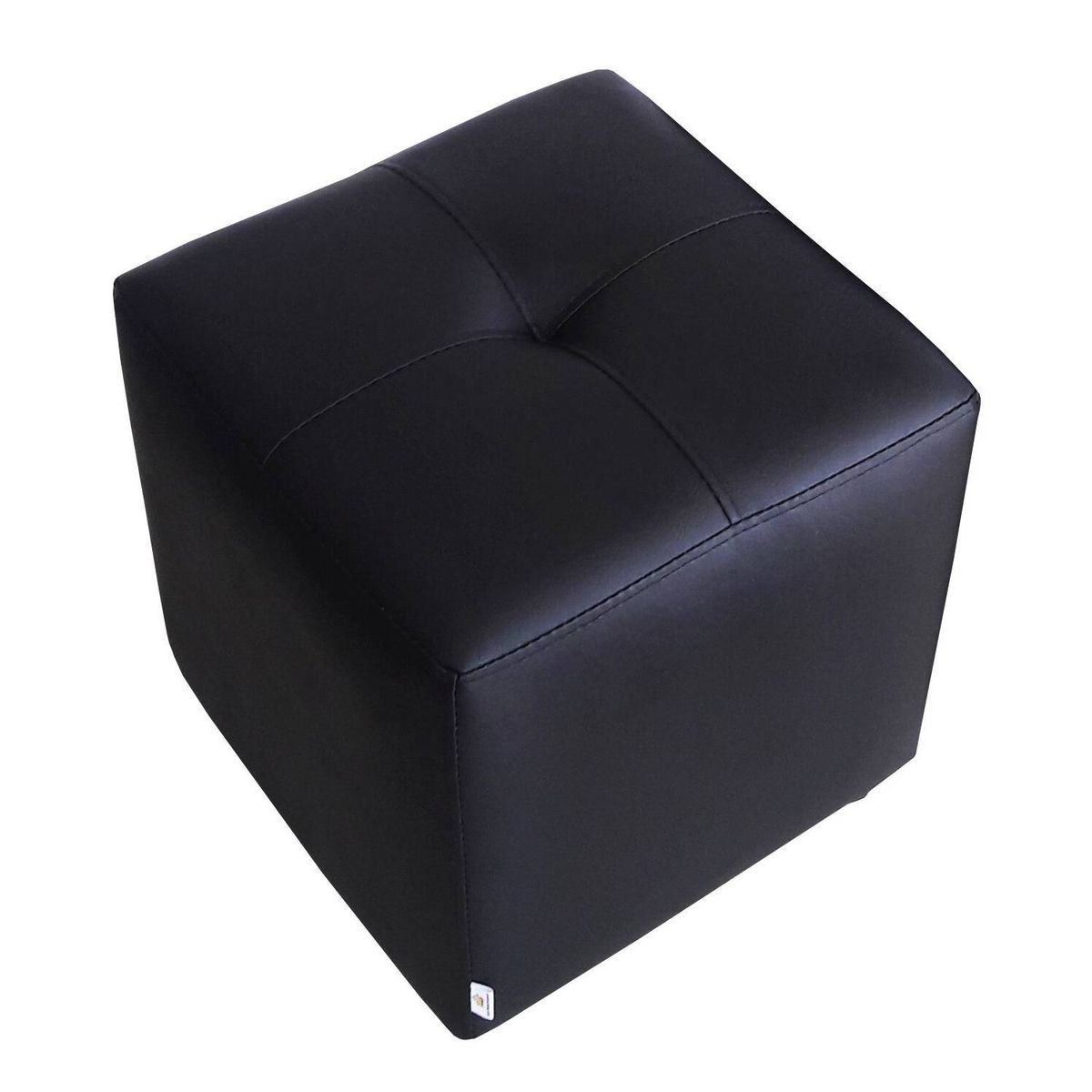 Puff negro cuero 4040, marca MUEBLES HVM - Foto Principal