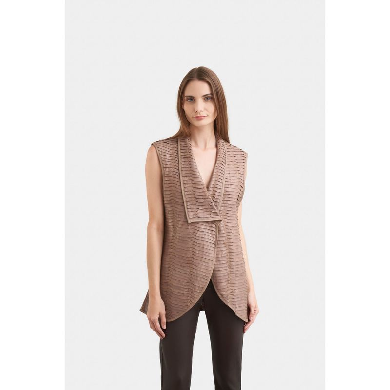 VELEZ - Vélez Chaleco Kalahari Cuero Para Mujer Silueta Recta Canela