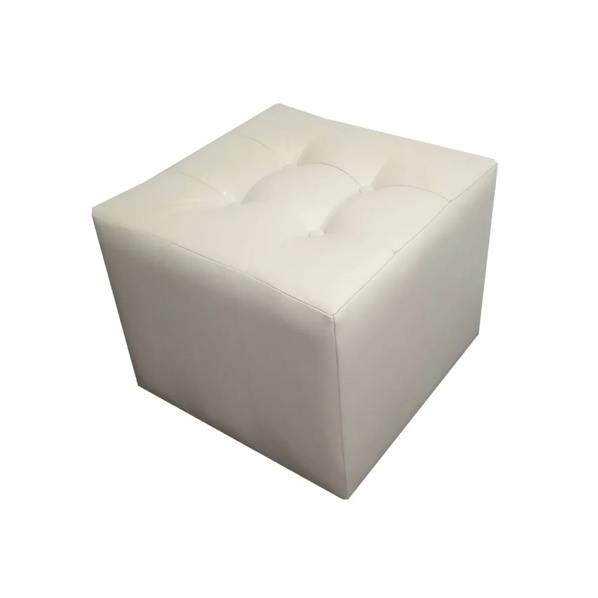 MUEBLES HVM - Puff Blanco  cuero 4 botones