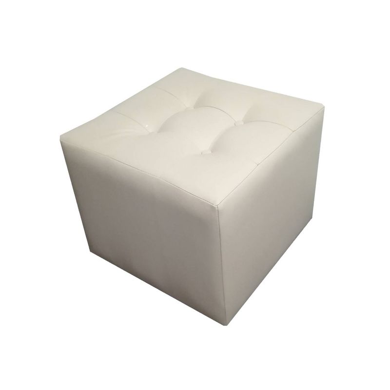 MUEBLES HVM - Puff Blanco  cuero 4 botones