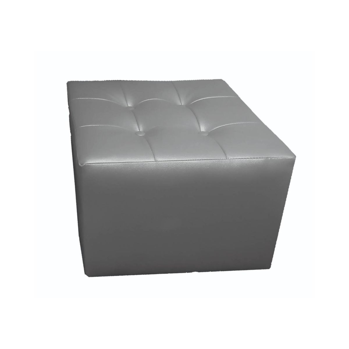 MUEBLES HVM - Puff  Gris   cuero 4 botones