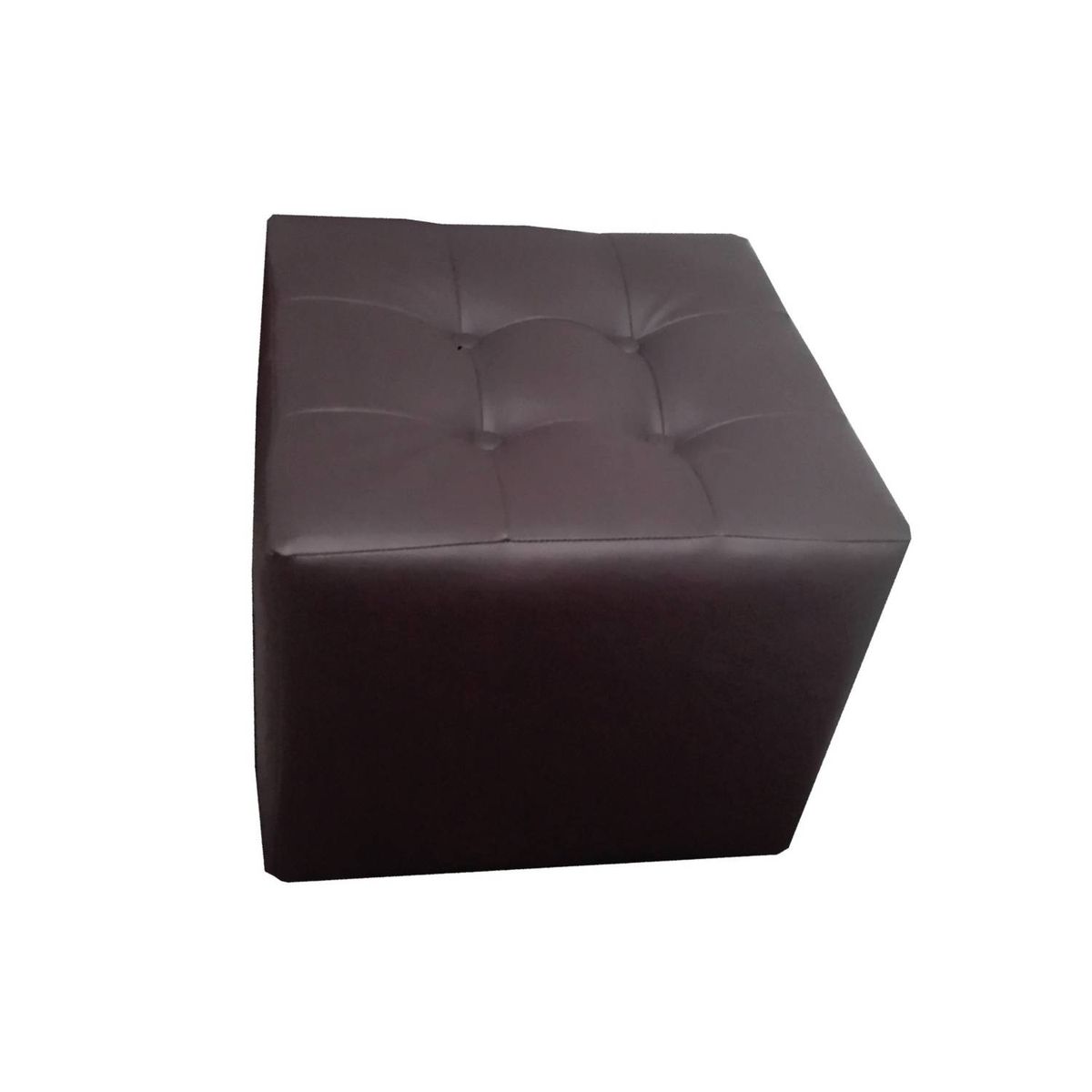 MUEBLES HVM - Puff  negro  cuero 4 botones