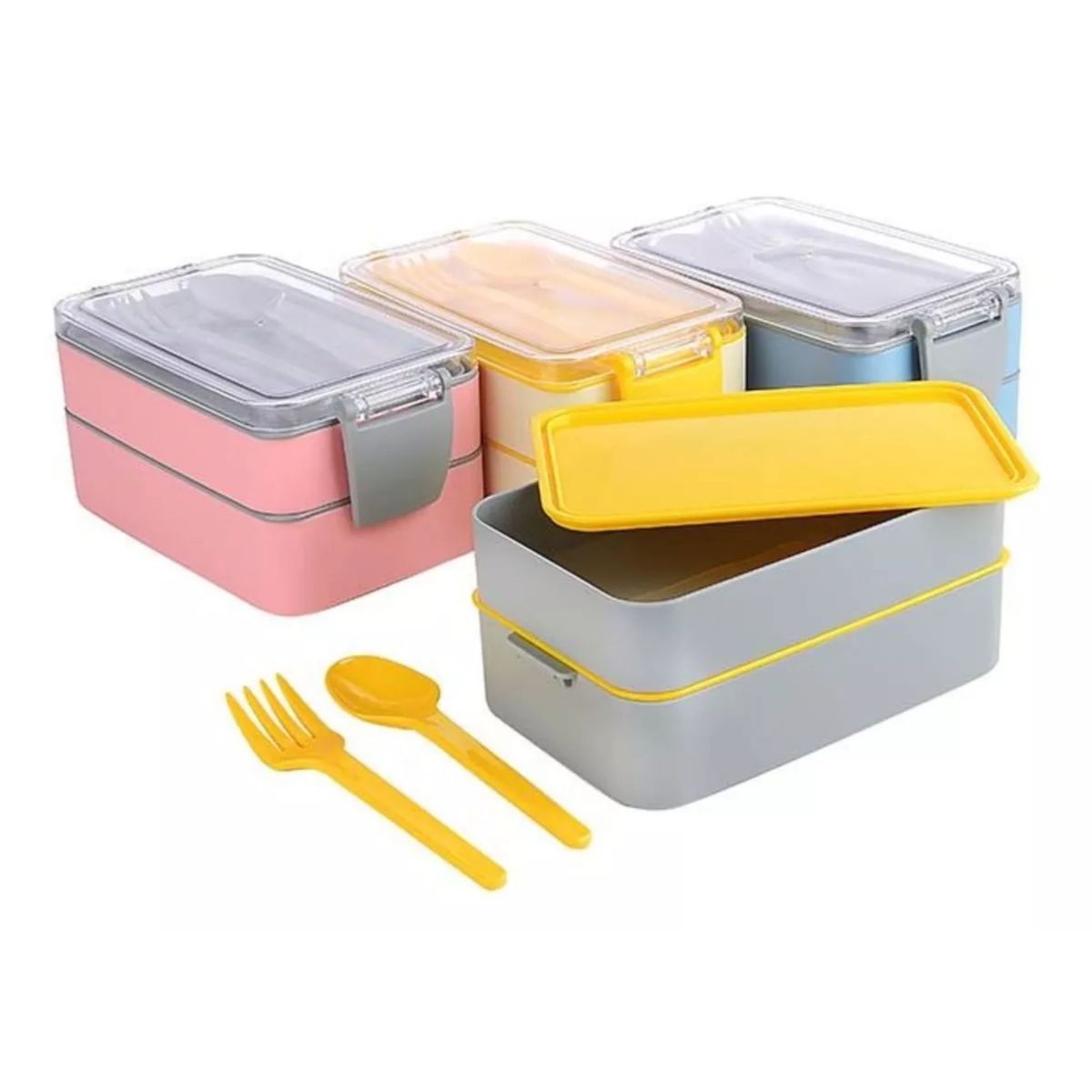 TITIZ - Lonchera Contenedor Doble Espacio Escolar Cuchara y Tenedor 900ml