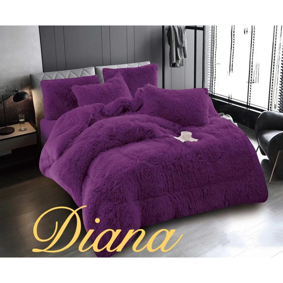 GENERICO - COBERTOR DE INVIERNO PELUDO KING COLOR MORADO diana