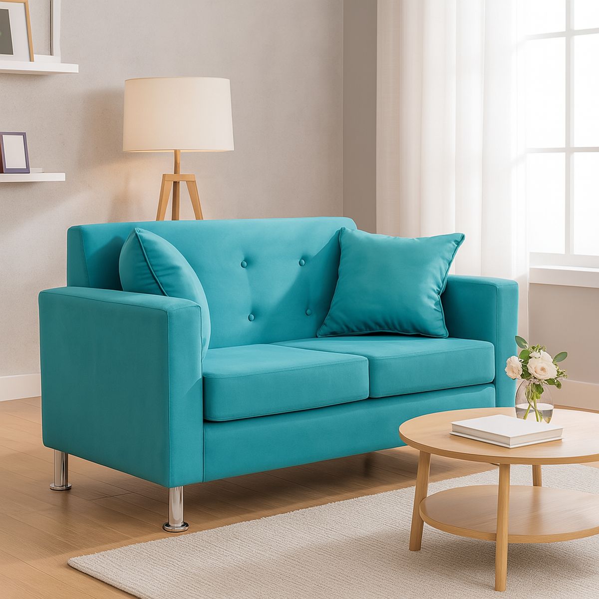 MBC - Sofá 2 Cuerpos New Mallorca Felpa Turquesa