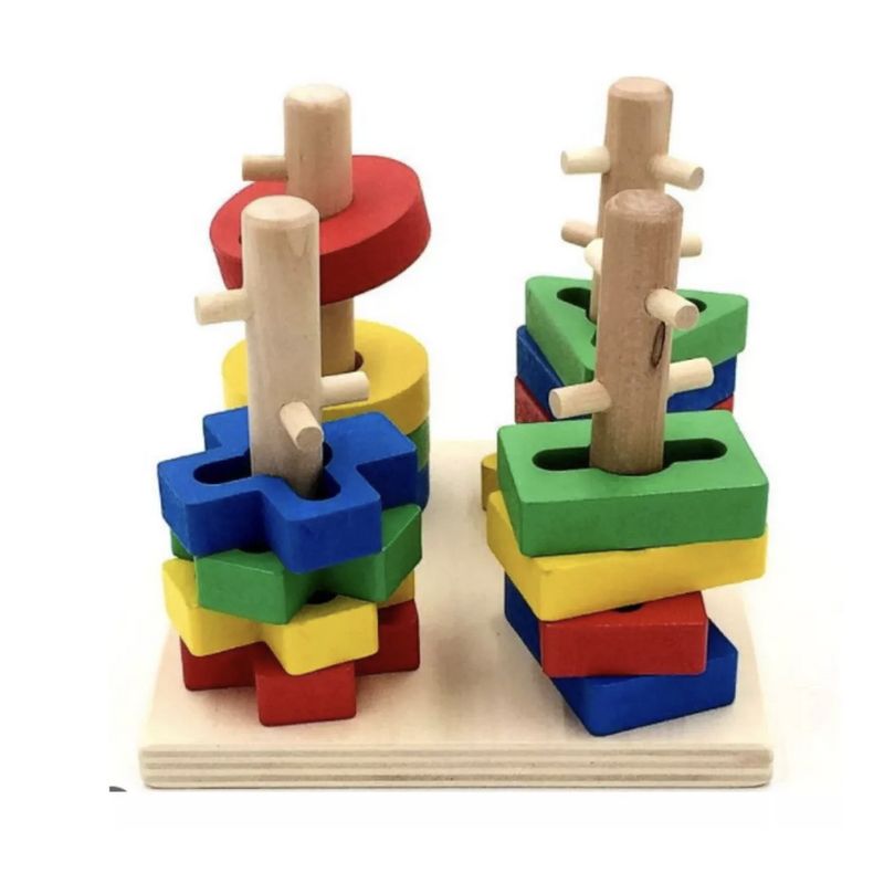 GENERICO - Juego De Madera Encaje Figuras De Colores Con Obstaculos