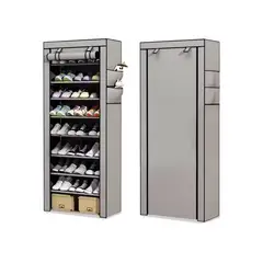 GENERICO - Zapatera Armable Aluminio Tela Plástica 9 Niveles Colores